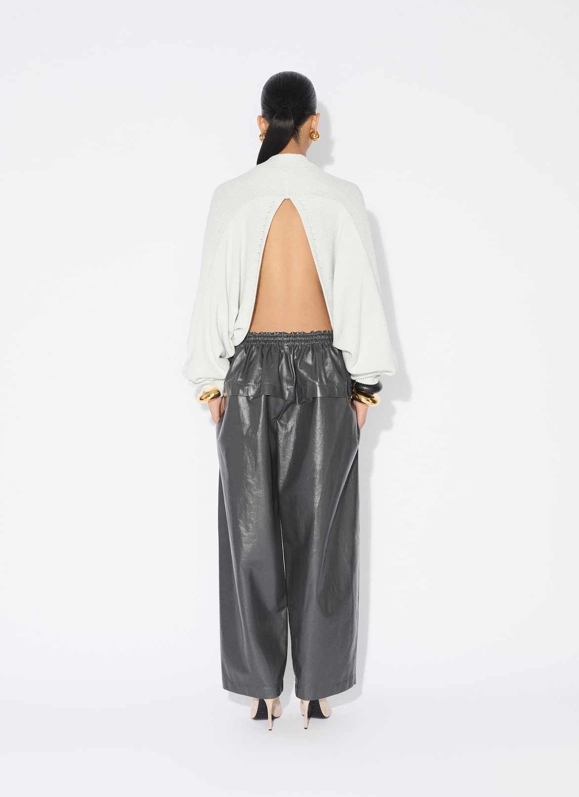 PEPLUM PANTS ALAÏA ANTHRACITE PEPLUM PANTS